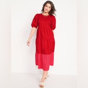 Like New Old Navy tiered two-tone all day midi swing dress